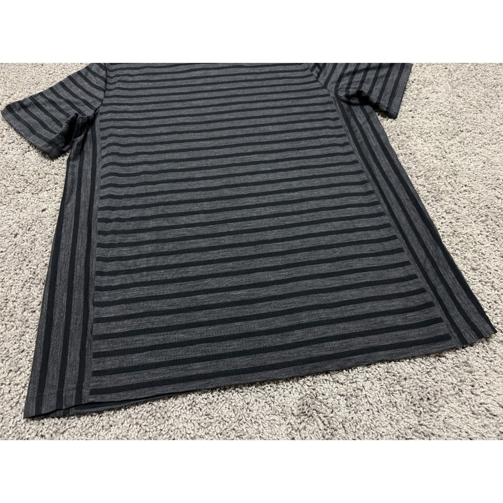 Icebreaker Cool-Lite Wool Blend T Shirt Gray Stripe Base Layer Hiking Mens Large - Picture 10 of 15